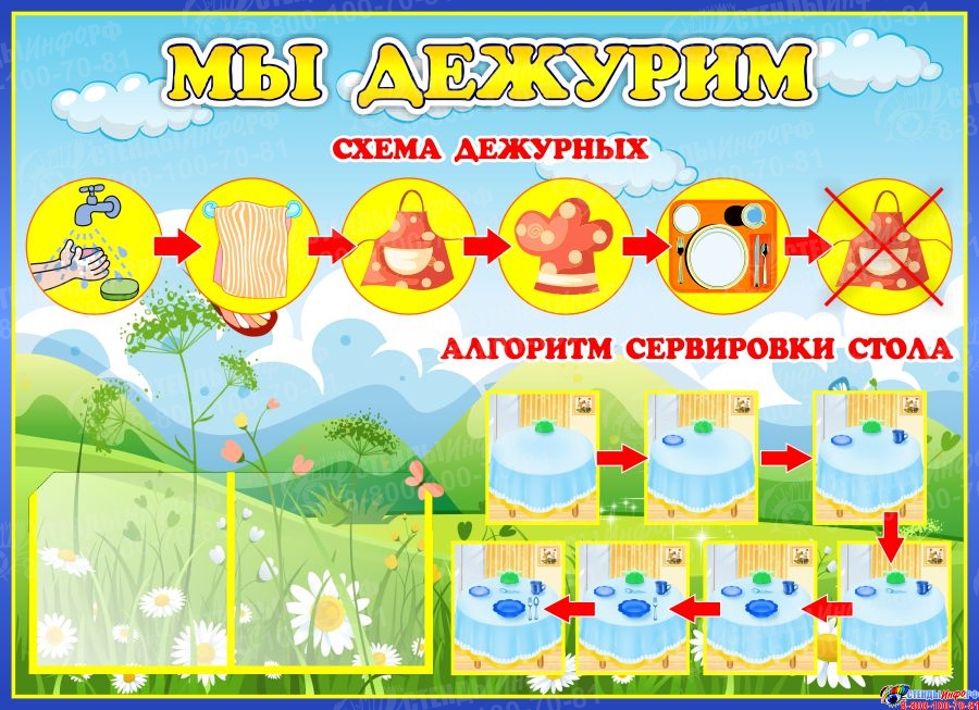 Стенд для детского сада Мы дежурим фигурный 2 кармана 0,65*0,7м. арт.МД502